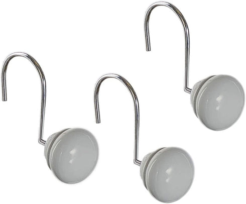 Creative Scents Grey Shower Curtain Hooks Decorative - Set of 12 Shower Curtain Rings for Bathroom Shower Rod - Decorative Shower Hooks for Shower Curtain for Any Bathroom Decor