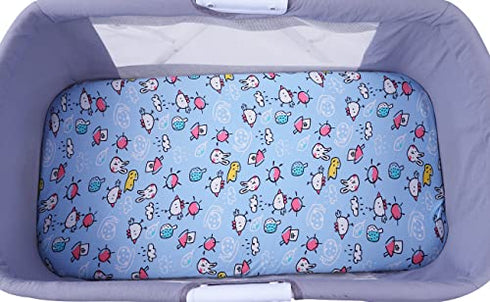 Bassinet Sheet Set 3 Pack Jersey Knit Ultra Soft Stretchy for Baby Boy Girl Compatible with Halo, MiClassic, Chicco Lullago Mattress Dinosaur Elephant Giraffe Rabbit Blue Yellow Green by Knlpruhk