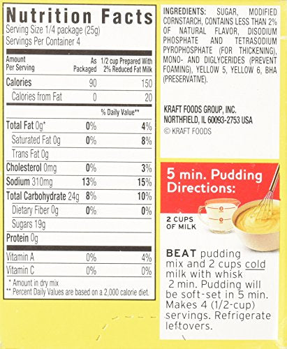 Jell-O Lemon Flavor Instant Pudding & Pie Filling, 3.4 Oz (96g) 4-pack