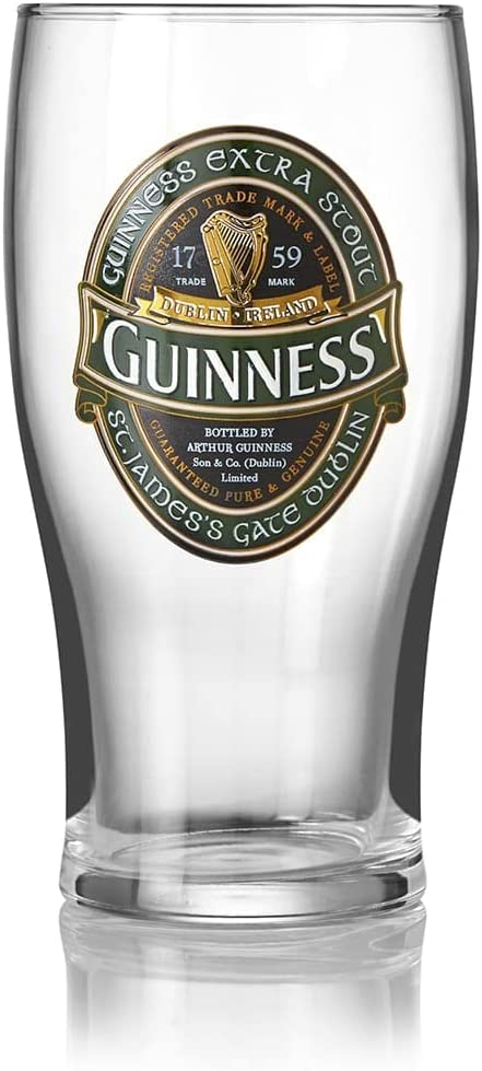 Guinness Green Collection Pint Glasses, 20 ounce, Set of 2 - Beer Glass for Bar and Kitchen