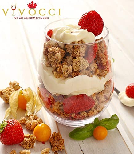 Vivocci Unbreakable Elegant Plastic Stemless Wine Glasses 20 oz | 100% Tritan Heavy Base | Shatterproof Glassware | Ideal For Cocktails & Scotch | Perfect For Homes & Bars | Dishwasher Proof, Set of 2