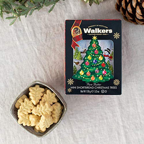Walker's Shortbread Christmas Tree Shaped Mini Holiday Cookies, Pure Butter Shortbread Cookies, 5.3 Oz Box