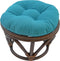 Blazing Needles Solid Twill Round Footstool Cushion, 18", Aqua Blue