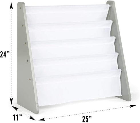 Humble Crew, Grey/White Kids Book Rack Storage Bookshelf, 4 Tiers