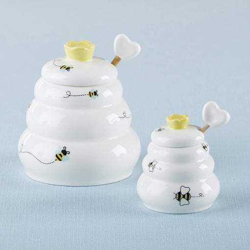 Kate Aspen Sweet as Can Bee Honey Jar, Large, White