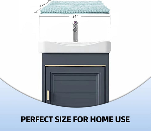 La Maison Cozy,24x17,Soft Absorbent Washable Bath Rugs for Bathroom, Microfiber Dries Quickly, Luxury Chenille Shaggy Non-Slip Bathroom Carpet Mats, Rugs for Bathtub and Shower Floor,Turquoise