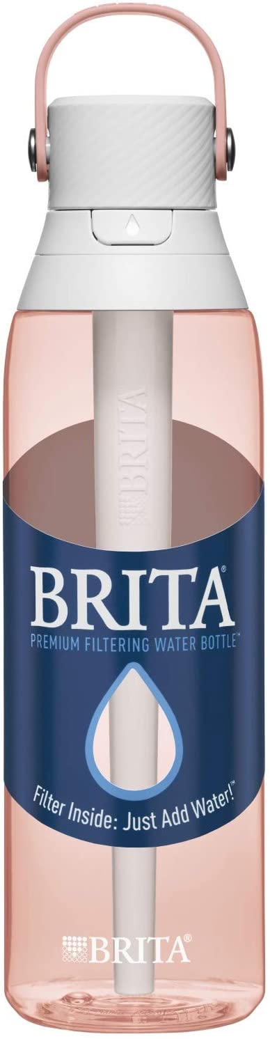 Brita Plastic Water Filter Bottle, 26 Ounce, Blush, 1 Count
