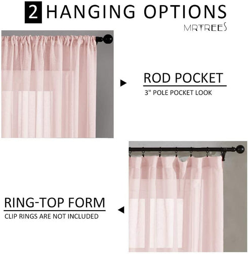 MRTREES Sheer Curtains Girls Room Pink 84 inches Long Sheers Nursery Transparent Voile Curtain Panel Bedroom Rod Pocket Window Treatment Set 2 Panels Living Room Sliding Glass Door