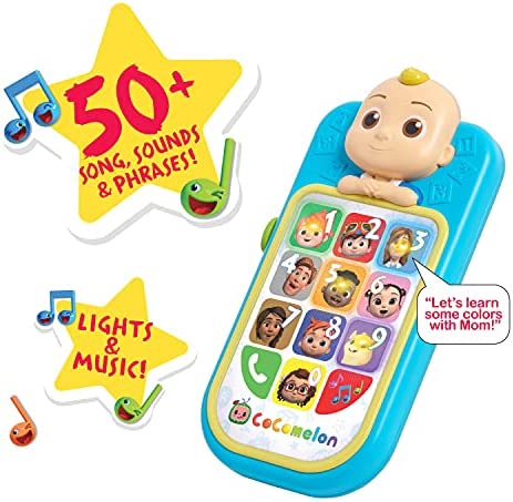 CoComelon JJ’s First Learning Toy Phone for Kids with Lights, Sounds, Music to Introduce Feelings, Letters, Numbers, Colors, Shapes, and Weather to Children, by Just Play