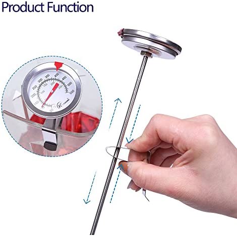 KT THERMO Candy/Deep Fry Thermometer with Instant Read,Dial Thermometer,12" Stainless Steel Stem Meat Cooking Thermometer,Best for Turkey,BBQ,Grill