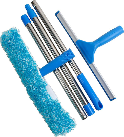 JSMASTER Professional Window Cleaning Combo Squeegee and Microfiber Window Washer with Long Handle 14" 35cm 1pack