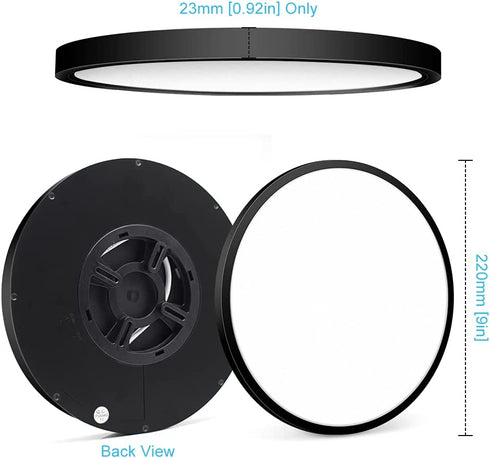 LED Flush Mount Ceiling Light Fixture, Daylight White 5000K, 9 Inch 18W, 1800 LM, Black Modern Ceiling Lamp, Flat Round Ceiling Lighting for Bedroom Closet Stairwell Hallway Kitchen