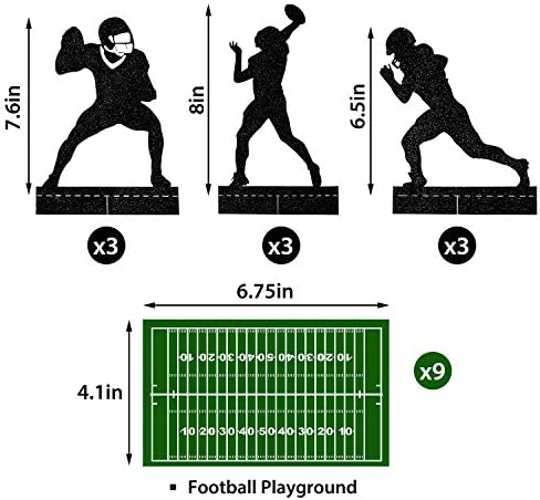 9 Pieces Football Table Centerpiece Football Party Decorations Football Player Silhouette Centerpieces, 8 Inches and 3 Styles