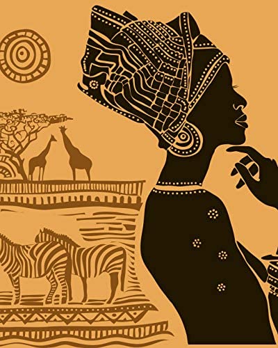Ethnic Ancient Tribal Retro Style Wall Art Painting Prints Aesthetic African American Themed Black Woman Wall Artworks for Home Decor Girls Bedroom Bathroom Canvas Wall Poster, Set of 4 (8"X10" Unframed )