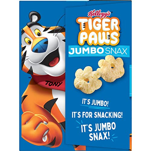 Kellogg's Jumbo Snax Tiger Paws Cereal Snacks, Lunch Snacks, Original, 5.4oz Box (12 Bags)