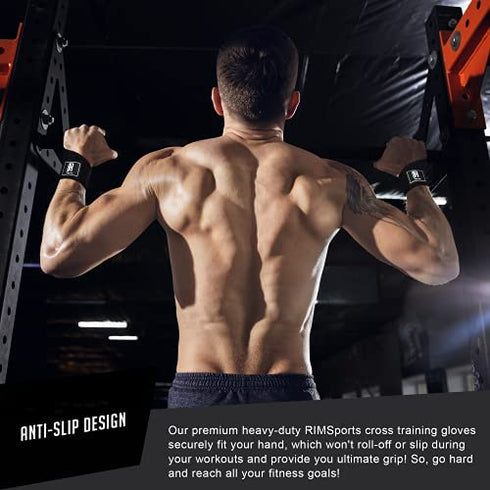 RIMSports Ventilated Weight Lifting Gloves with Wrist Support , Full Palm Protection Workout Gloves with Extra Grip, Great for Pull Ups, Cross Training, Fitness, WODs & Weightlifting for Men & Women