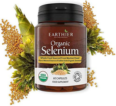 Organic Selenium 200 mcg with Iodine and Silica All from Certified Organic Whole Foods - Two Month Supply