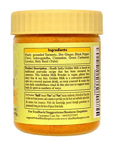 Shudh India Golden Milk Powder (Turmeric Latte) Turmeric 9 Superfood Blend - Non-GMO,Vegan