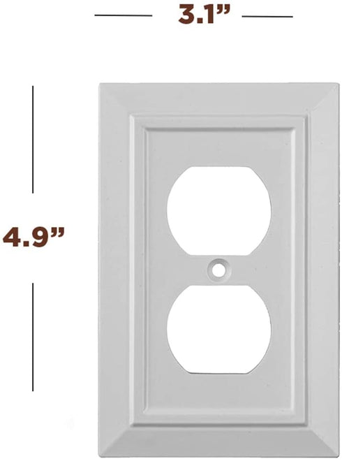 Pack of 4 Wall Plate Outlet Switch Covers by SleekLighting | Classic White Architecture Wall plates| Variety of Styles: Decorator/Duplex/Toggle/Blank/& Combo | Size: 1 Gang Duplex Receptacle