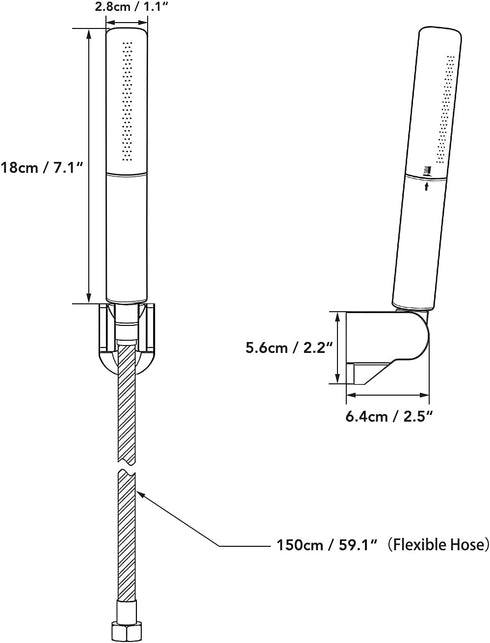 BESy 2 In 1 Function Handheld Shower Head Set High Pressure 7 Inch Shower Head High Flow Hand Shower Wand with 59 Inch Hose, Bracket, Matte Black Finish