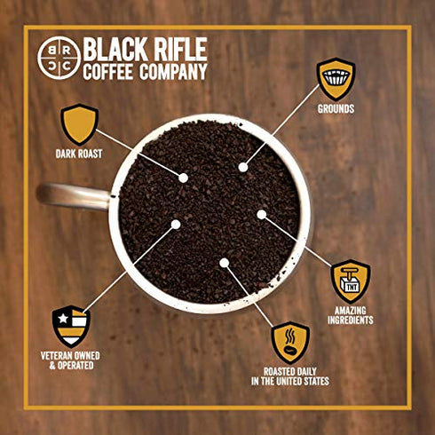 Black Rifle Coffee Murdered Out (Extra Dark Roast) Ground 12 Ounce Bag, Extra Dark Roast Ground Coffee, Columbian Roast With Bold Aroma and Smoky Flavors, Helps Support Veterans and First Responders