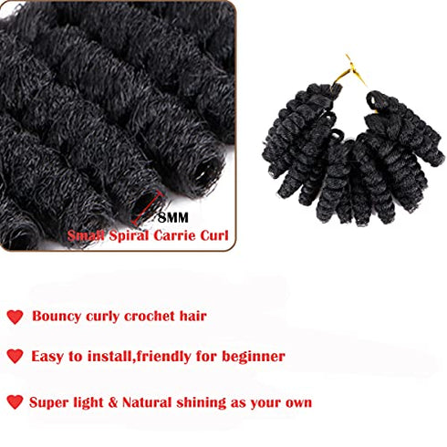 MIMAN 3Packs 10 Inch Short Crochet Hair Braiding 8MM Bouncy Carrie Curls Crochet Hair for Women Synthetic Braiding Hair (Natural black #1B)