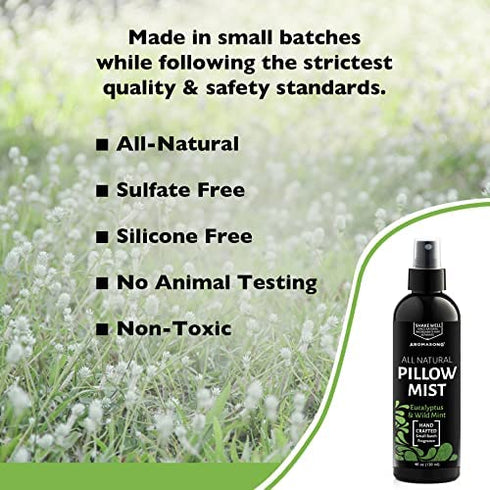 Aromasong Eucalyptus & Wild Mint Pillow Spray - All Natural Calming Linen & Bedtime Mist for Deep Sleep - Aromatherapy Essential Oils for Sleeping