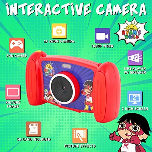 FirstTrends Ryan’s World Interactive Camera for Kids, Fun Rechargeable Camera for Children with Video, 4 x Zoom Camera, MP3 Player, Cool Games & More- SD Card Included- Retro Toy for Kids Aged 3+