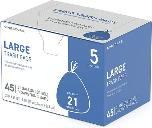 NINESTARS NSTB-21-45 Trash Bags, Large, White