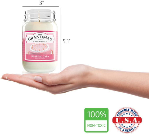 Birthday Cake Scented Candles for Home | Non Toxic Long Lasting Soy Candles | Delicious Scent | Large 16 oz Mason Jar | Hand Made in The USA