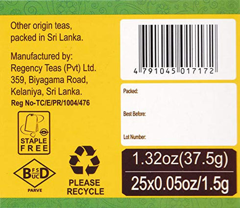 Hyleys Wellness Turmeric with Green Tea - 25 Tea Bags (100% Natural, Sugar Free, Gluten Free and Non-GMO)