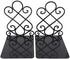 Anwenk Vintage Bookends with Felt Pads 2.2LB Heavy Duty Bookend Holder Long Base, Luxury Art Book Stand Retro Antique Style,Non-Skid Felt Pads to Protect Bookshelf Bookcase-Black,1 Pair