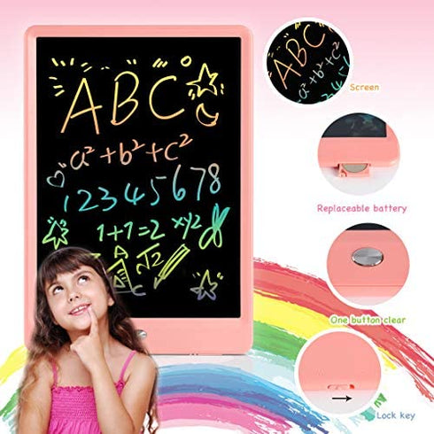 ORSEN LCD Writing Tablet 10 Inch, Colorful Doodle Board Drawing Pad for Kids, Drawing Board Writing Board Drawing Tablet, Educational Christmas Girls Toys Gifts for 3-6 Year Old Girls Boys (Pink)