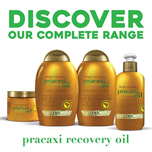 OGX Deeply Restoring + Pracaxi Recovery Oil AntiFrizz Shampoo with Murumuru Butter to Intensely Hydrate Curly Wavy Hair SulfateFree Surfactants for ColorTreated Hair, 13 Fl Oz