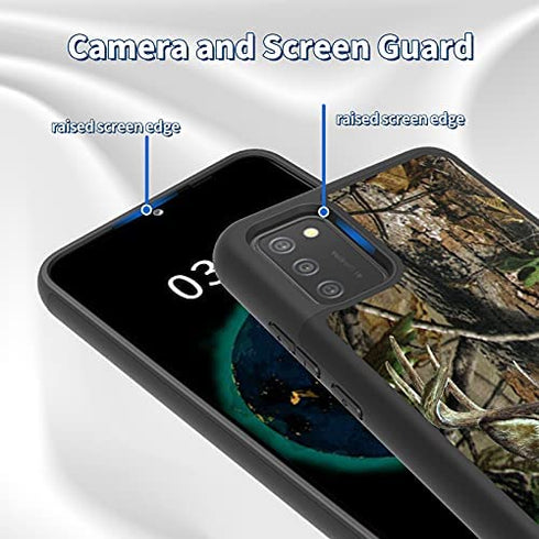 Galaxy A02s Case,for Samsung A02s Case 6.5 inch BFSEROBJ Dual Layer Hybrid Hard PC + Soft TPU Full Body Shockproof Protective Phone Case Cover for Samsung Galaxy A02S 2020 - Camo Forest Deer