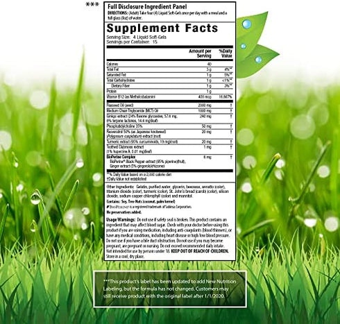 Irwin Naturals Double-Potency Ginkgo Biloba 240mg Extra Strength Brain Health Supplement - Enhance Memory, Mental Focus, Alertness, Concentration & Herbal Energy Booster - 60 Liquid Softgels