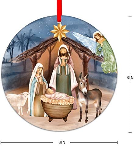 WaaHome Nativity Scene Christmas Ornaments 3'' Religious Christmas Ornaments Christian Ornaments for Christmas Tree Decorations Gifts