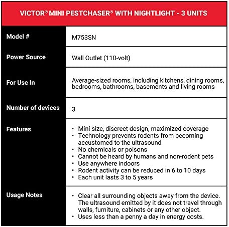 Victor Mini M753SN Ultrasonic with Nightlight, 3-Pack ,White