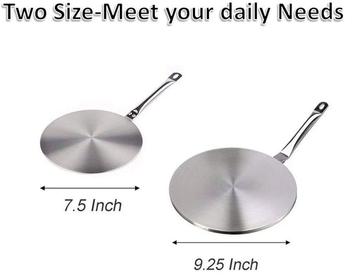 RAINBEAN 7.5Inch Heat Diffuser Simmer Ring Plate, Stainless Steel with Stainless Handle, Induction Adapter Plate for Gas Stove Glass Cooktop Converter, Flame Guard Induction Hob Pans