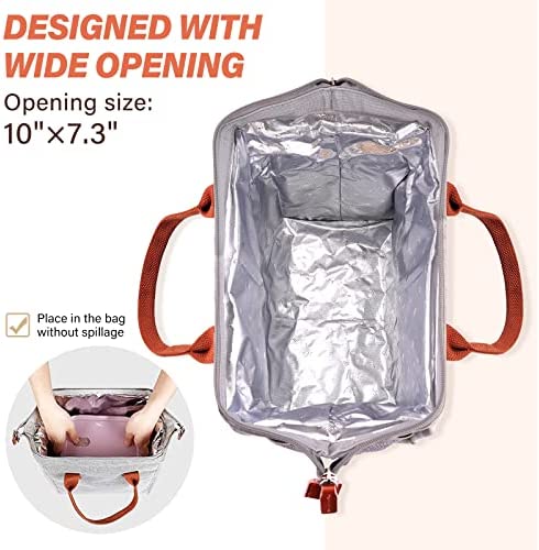 EASYFUN Lunch Bag for Women & Men, Large Insulated Lunch Box Cooler Tote Bags, Adult Reusable Lunch Boxes with Water Resistant for Work, School, Travel and Picnic (Grey)