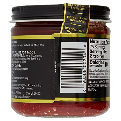 Better Than Bouillon Chili Base, Made from Select Roasted Chili Peppers & Spices, Blendable Base for Added Flavor, 8-Ounce Jar (Single)