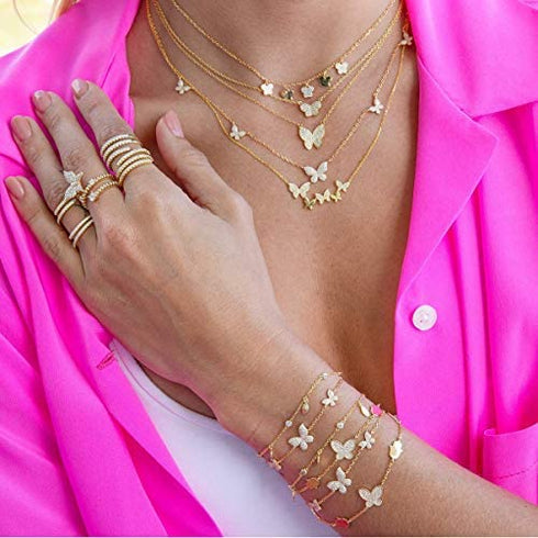 SUNXN Butterfly Necklace Dainty 18K Gold Butterfly Choker Pendant Necklace for Women Daughter Jewelry Birthday Gifts (Gold)