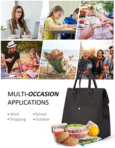 JOYHILL Thermal Lunch Bag Women, Insulated Lunch Box, Adult Reusable Lunch Tote Bag, Water Resistant Leakproof Cooler Lunch Box for School, Work, Picnic and Travel, Daisy