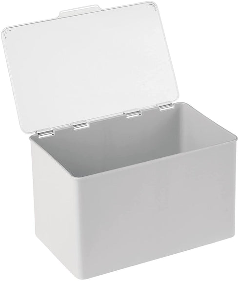 mDesign Plastic Storage Stackable Durable 6 Qt. Container Bin Organizer Box with Lid - for Organizing Kitchen, Pantry, Bathroom, Bedroom - Holds Food, Snacks, Makeup - Light Gray/Clear