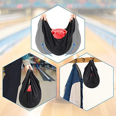 COITEK Bowling Seesaw Bag 2 Pack, Bowling Polisher Bag Carrier Ball Cleaner Holder Bag Bowling Cleaner Towel(Black)