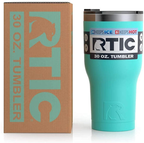 RTIC Tumbler with Splash Proof Lid, 30 oz, Teal, Insulated Travel Stainless Steel Coffee Mug, Sweat Proof, Keeps Hot & Cold Longer