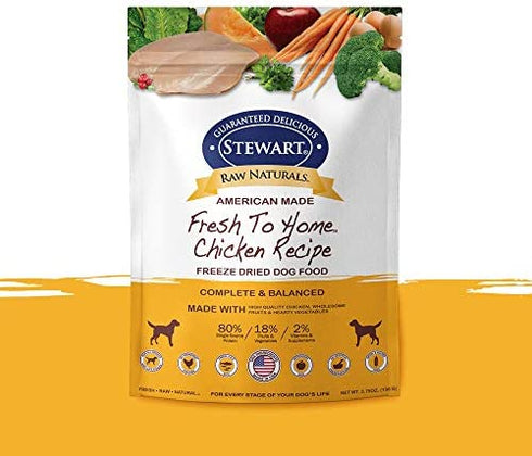 Stewart Raw Naturals Freeze Dried Dog Food Grain Free Made in USA with Chicken, Fruits, & Vegetables for Fresh to Home All Natural Recipe, Trial Size
