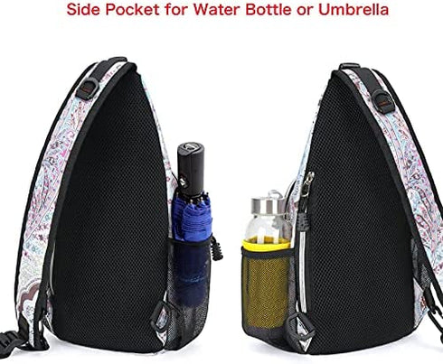 MOSISO Mini Sling Backpack,Small Hiking Daypack Pattern Travel Outdoor Sports Bag, National Style