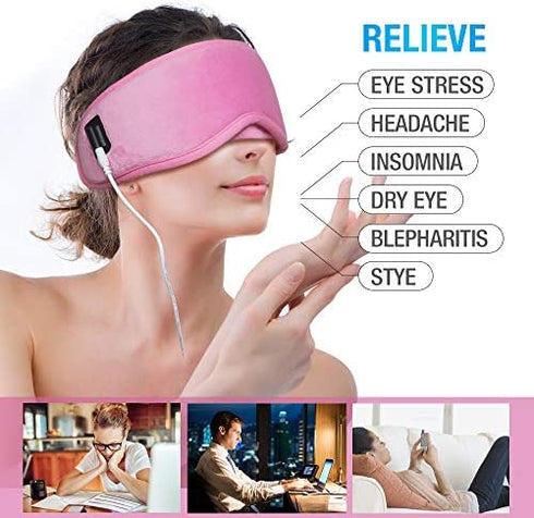 ARRIS Electric USB Heated Eye Mask with 5 Temperature Control Warm Therapeutic Treatment for Relieving Insomnia, Dry Eye, Blepharitis, Meibomian Gland Disease Brown …