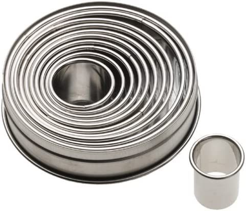 Ateco Plain Edge Round Cutters in Graduated Sizes, Stainless Steel, 11 Pc Set